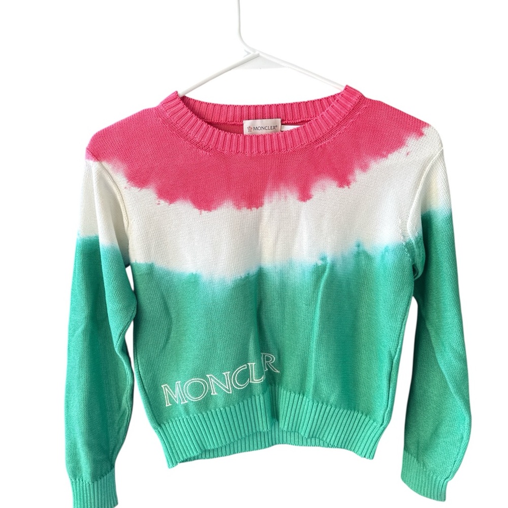 Moncler Vibrant Pink and Green Crew Neck Sweater